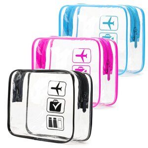 TSA Approved Toiletry Bag, 3 Pcs Clear Toiletries Bags Quart Size Travel Makeup
